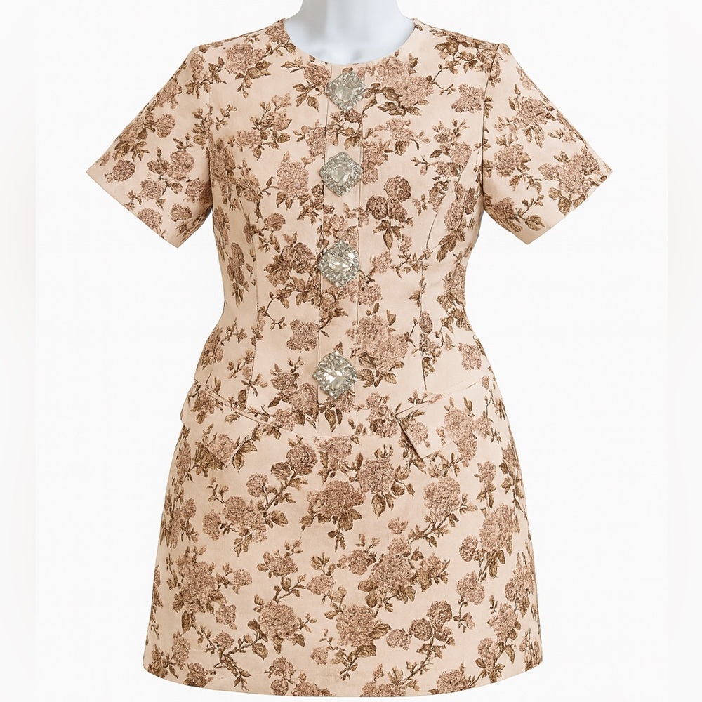 ASOS Cream and Brown Floral Mini Dress